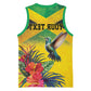 Personalized Black Jamaicans Hummingbird Basketball Jersey Tropical Flowers Grunge Flag - African Pride