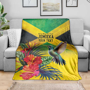 Personalized Black Jamaicans Hummingbird Blanket Tropical Flowers Grunge Flag - African Pride
