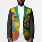 Personalized Black Jamaicans Hummingbird Blazer Tropical Flowers Grunge Flag