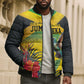 Personalized Black Jamaicans Hummingbird Bomber Puffer Jacket Tropical Flowers Grunge Flag