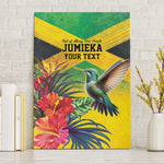 Personalized Black Jamaicans Hummingbird Canvas Wall Art Tropical Flowers Grunge Flag - African Pride