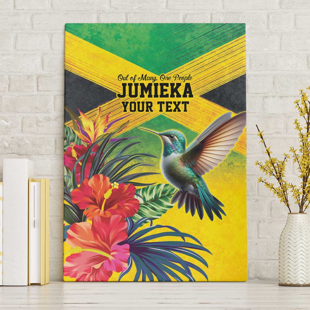 Personalized Black Jamaicans Hummingbird Canvas Wall Art Tropical Flowers Grunge Flag - African Pride