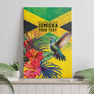 Personalized Black Jamaicans Hummingbird Canvas Wall Art Tropical Flowers Grunge Flag - African Pride