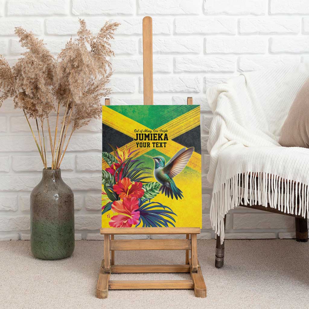 Personalized Black Jamaicans Hummingbird Canvas Wall Art Tropical Flowers Grunge Flag - African Pride