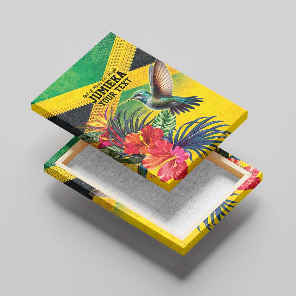 Personalized Black Jamaicans Hummingbird Canvas Wall Art Tropical Flowers Grunge Flag - African Pride