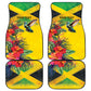 Personalized Black Jamaicans Hummingbird Car Mats Tropical Flowers Grunge Flag - African Pride