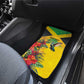 Personalized Black Jamaicans Hummingbird Car Mats Tropical Flowers Grunge Flag - African Pride