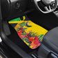 Personalized Black Jamaicans Hummingbird Car Mats Tropical Flowers Grunge Flag - African Pride