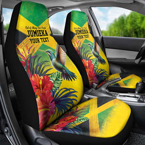 Personalized Black Jamaicans Hummingbird Car Seat Cover Tropical Flowers Grunge Flag - African Pride