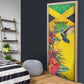 Personalized Black Jamaicans Hummingbird Door Cover Tropical Flowers Grunge Flag