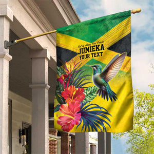 Personalized Black Jamaicans Hummingbird Garden Flag Tropical Flowers Grunge Flag - African Pride
