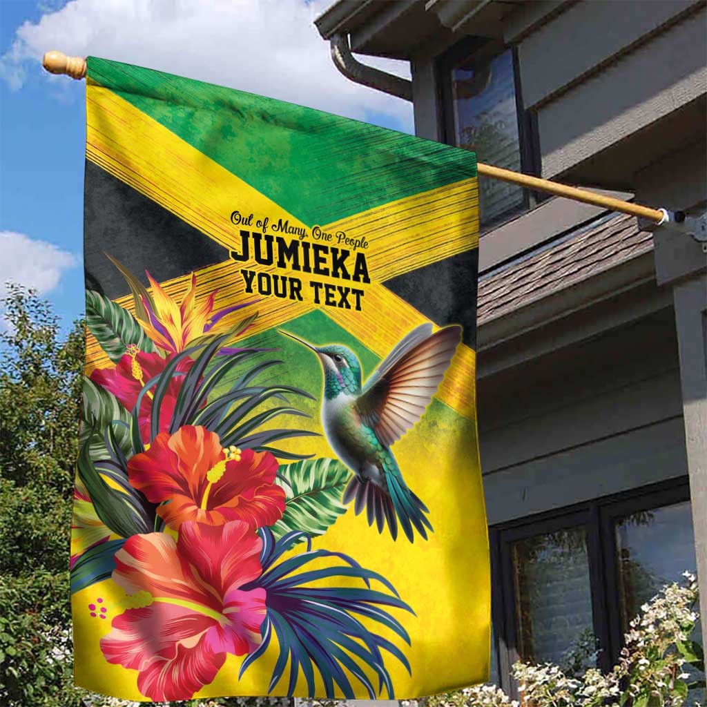 Personalized Black Jamaicans Hummingbird Garden Flag Tropical Flowers Grunge Flag - African Pride