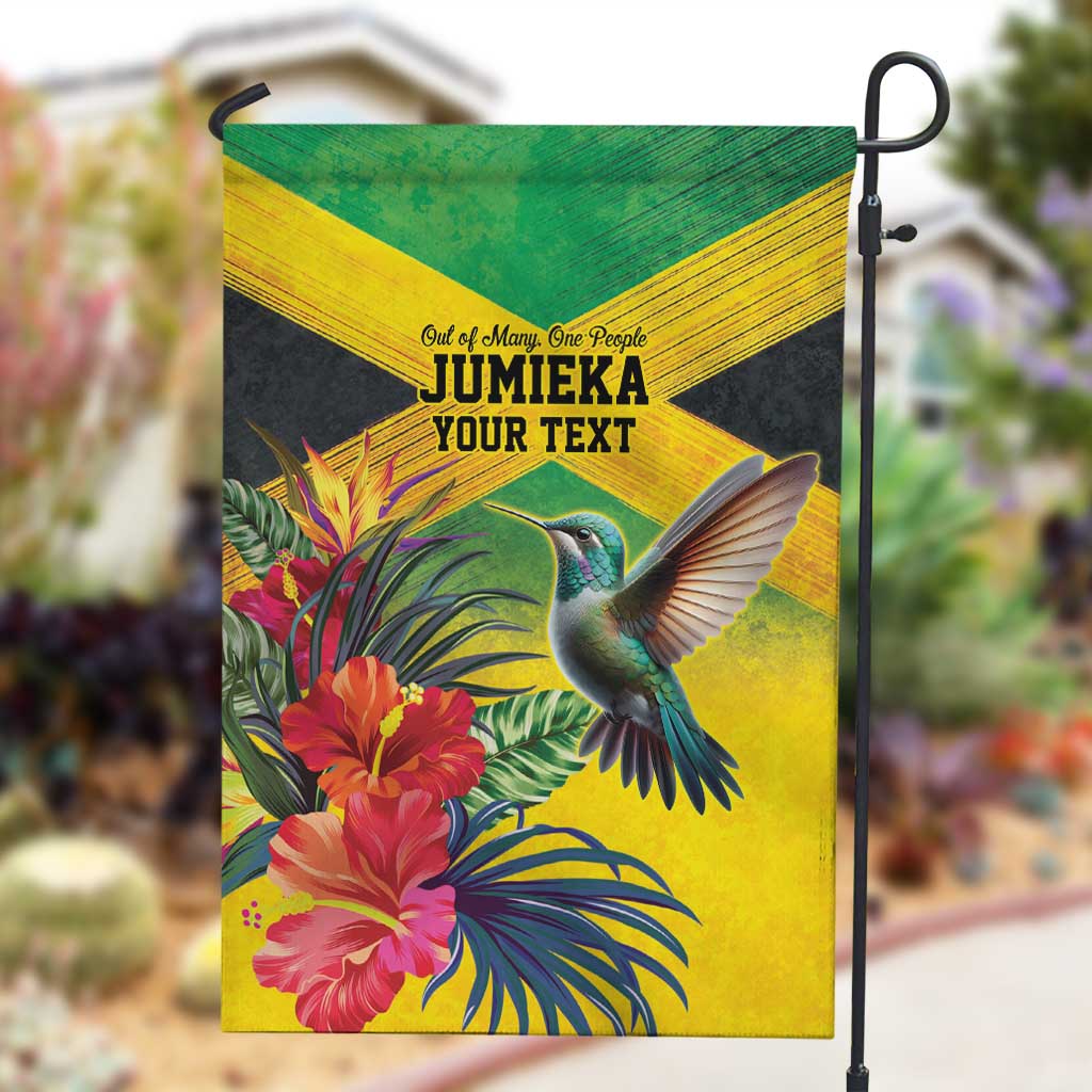Personalized Black Jamaicans Hummingbird Garden Flag Tropical Flowers Grunge Flag - African Pride