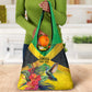 Personalized Black Jamaicans Hummingbird Grocery Bag Tropical Flowers Grunge Flag - African Pride