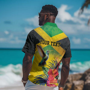 Personalized Black Jamaicans Hummingbird Hawaiian Shirt Tropical Flowers Grunge Flag - African Pride