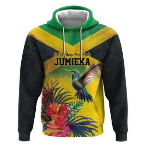Personalized Black Jamaicans Hummingbird Hoodie Tropical Flowers Grunge Flag - African Pride