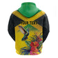 Personalized Black Jamaicans Hummingbird Hoodie Tropical Flowers Grunge Flag - African Pride