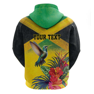 Personalized Black Jamaicans Hummingbird Hoodie Tropical Flowers Grunge Flag - African Pride