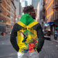 Personalized Black Jamaicans Hummingbird Hoodie Tropical Flowers Grunge Flag - African Pride