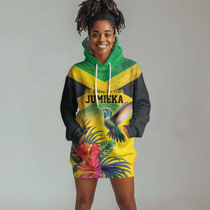 Personalized Black Jamaicans Hummingbird Hoodie Dress Tropical Flowers Grunge Flag - African Pride