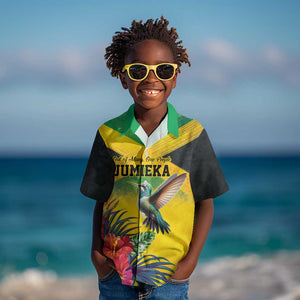 Personalized Black Jamaicans Hummingbird Kid Hawaiian Shirt Tropical Flowers Grunge Flag - African Pride