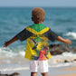 Personalized Black Jamaicans Hummingbird Kid Hawaiian Shirt Tropical Flowers Grunge Flag - African Pride