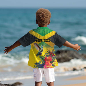 Personalized Black Jamaicans Hummingbird Kid Hawaiian Shirt Tropical Flowers Grunge Flag - African Pride