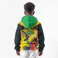 Personalized Black Jamaicans Hummingbird Kid Hoodie Tropical Flowers Grunge Flag - African Pride