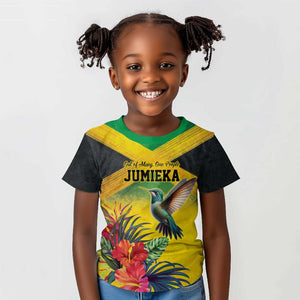 Personalized Black Jamaicans Hummingbird Kid T shirt Tropical Flowers Grunge Flag - African Pride