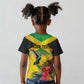 Personalized Black Jamaicans Hummingbird Kid T shirt Tropical Flowers Grunge Flag - African Pride
