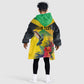 Personalized Black Jamaicans Hummingbird Kid Wearable Blanket Hoodie Tropical Flowers Grunge Flag - African Pride