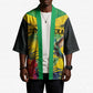Personalized Black Jamaicans Hummingbird Kimono Tropical Flowers Grunge Flag