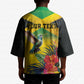 Personalized Black Jamaicans Hummingbird Kimono Tropical Flowers Grunge Flag
