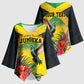 Personalized Black Jamaicans Hummingbird Kimono Sleeve Blouse Tropical Flowers Grunge Flag