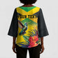Personalized Black Jamaicans Hummingbird Kimono Sleeve Blouse Tropical Flowers Grunge Flag