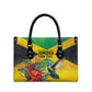 Personalized Black Jamaicans Hummingbird Leather Bag Tropical Flowers Grunge Flag