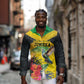 Personalized Black Jamaicans Hummingbird Long Sleeve Button Shirt Tropical Flowers Grunge Flag - African Pride