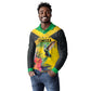 Personalized Black Jamaicans Hummingbird Long Sleeve Polo Shirt Tropical Flowers Grunge Flag - African Pride