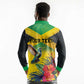 Personalized Black Jamaicans Hummingbird Long Sleeve Polo Shirt Tropical Flowers Grunge Flag - African Pride