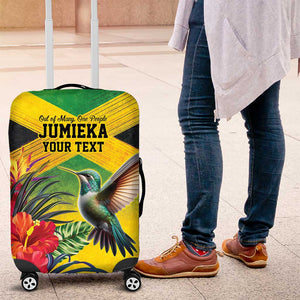 Personalized Black Jamaicans Hummingbird Luggage Cover Tropical Flowers Grunge Flag - African Pride