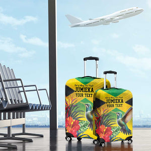 Personalized Black Jamaicans Hummingbird Luggage Cover Tropical Flowers Grunge Flag - African Pride