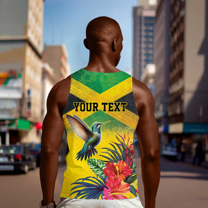 Personalized Black Jamaicans Hummingbird Men Tank Top Tropical Flowers Grunge Flag - African Pride