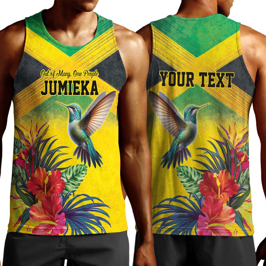 Personalized Black Jamaicans Hummingbird Men Tank Top Tropical Flowers Grunge Flag - African Pride