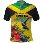 Personalized Black Jamaicans Hummingbird Polo Shirt Tropical Flowers Grunge Flag - African Pride