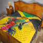 Personalized Black Jamaicans Hummingbird Quilt Tropical Flowers Grunge Flag - African Pride