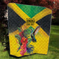 Personalized Black Jamaicans Hummingbird Quilt Tropical Flowers Grunge Flag - African Pride