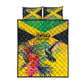 Personalized Black Jamaicans Hummingbird Quilt Bed Set Tropical Flowers Grunge Flag - African Pride