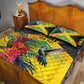 Personalized Black Jamaicans Hummingbird Quilt Bed Set Tropical Flowers Grunge Flag - African Pride
