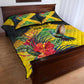 Personalized Black Jamaicans Hummingbird Quilt Bed Set Tropical Flowers Grunge Flag - African Pride