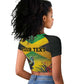 Personalized Black Jamaicans Hummingbird Raglan Cropped T shirt Tropical Flowers Grunge Flag - African Pride
